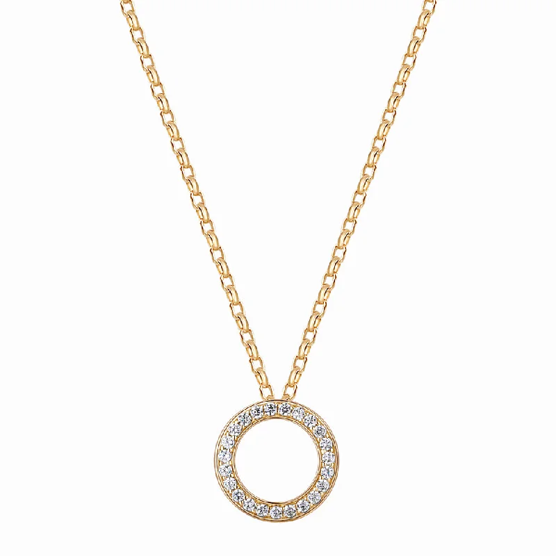 Circle pendant with 0.69 carats* of diamond simulants in 10 carat yellow gold