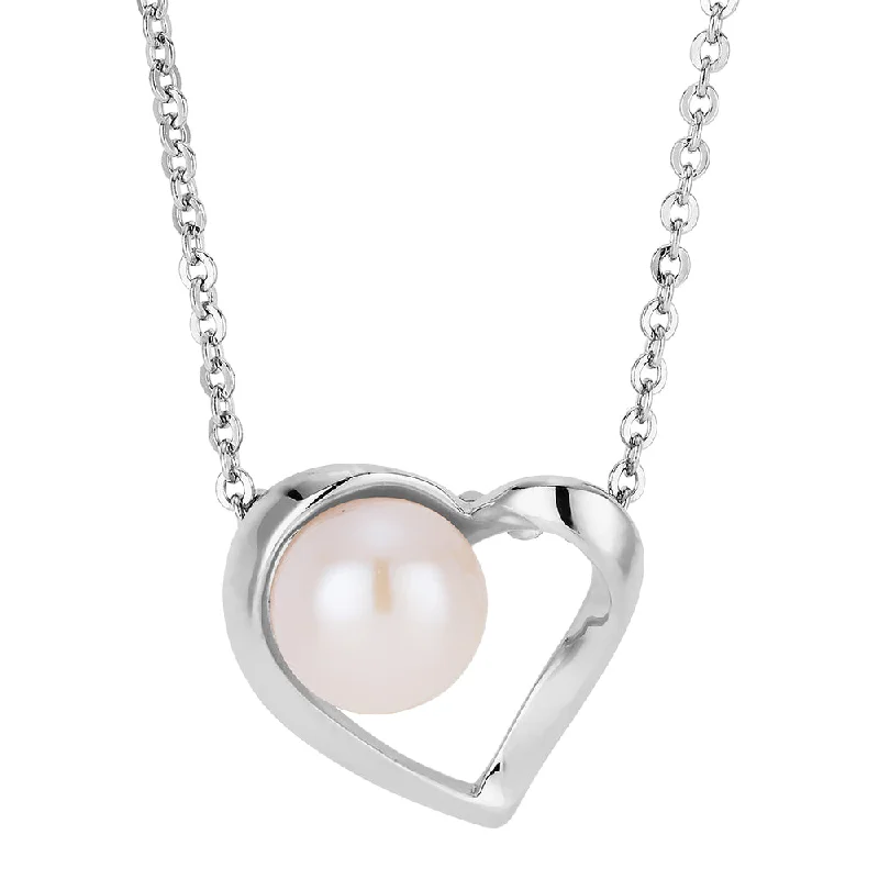 Versatile Layering Jewelry For Effortless Chic Cultured freshwater pearl heart necklace in sterling silver