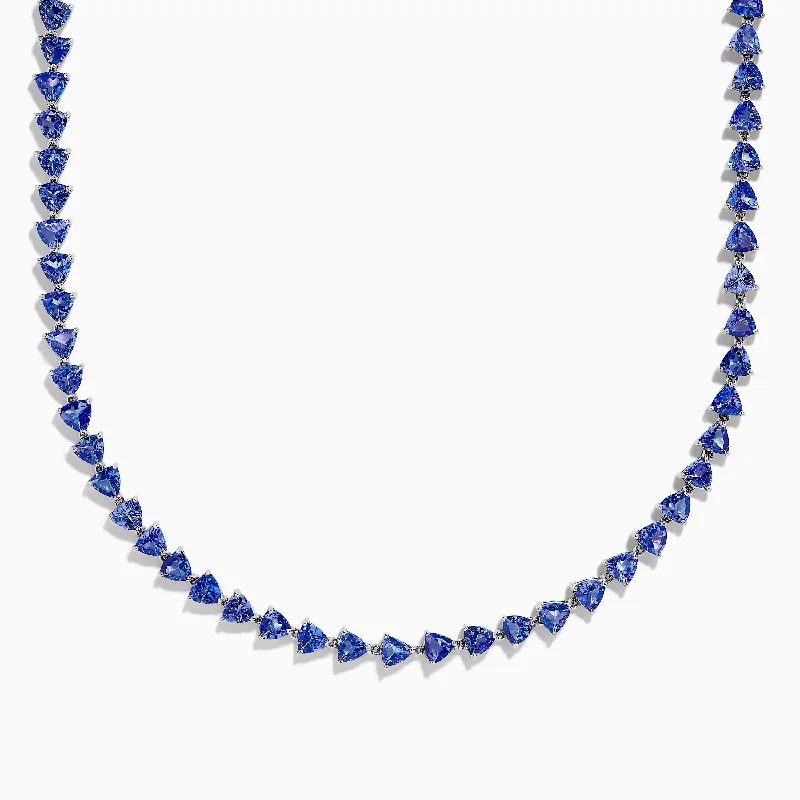 Nahla Siri Sterling Silver Tanzanite Trillion Cut Tennis Necklace