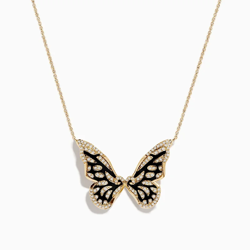 Jewelry Clearance Event – Last Chance For Stunning Deals Nature 14K Yellow Gold Diamond Butterfly Necklace