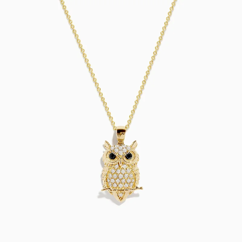 Unmissable Jewelry Discounts – Elevate Your Look For Less Safari 14K Yellow Gold Black and White Diamond Owl Pendant