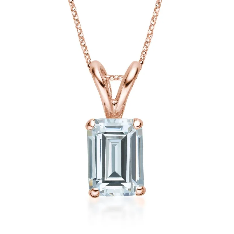 Elegant Jewelry At Unbeatable Prices – Shop Today Emerald Cut solitaire pendant with 1 carat* diamond simulant in 10 carat rose gold