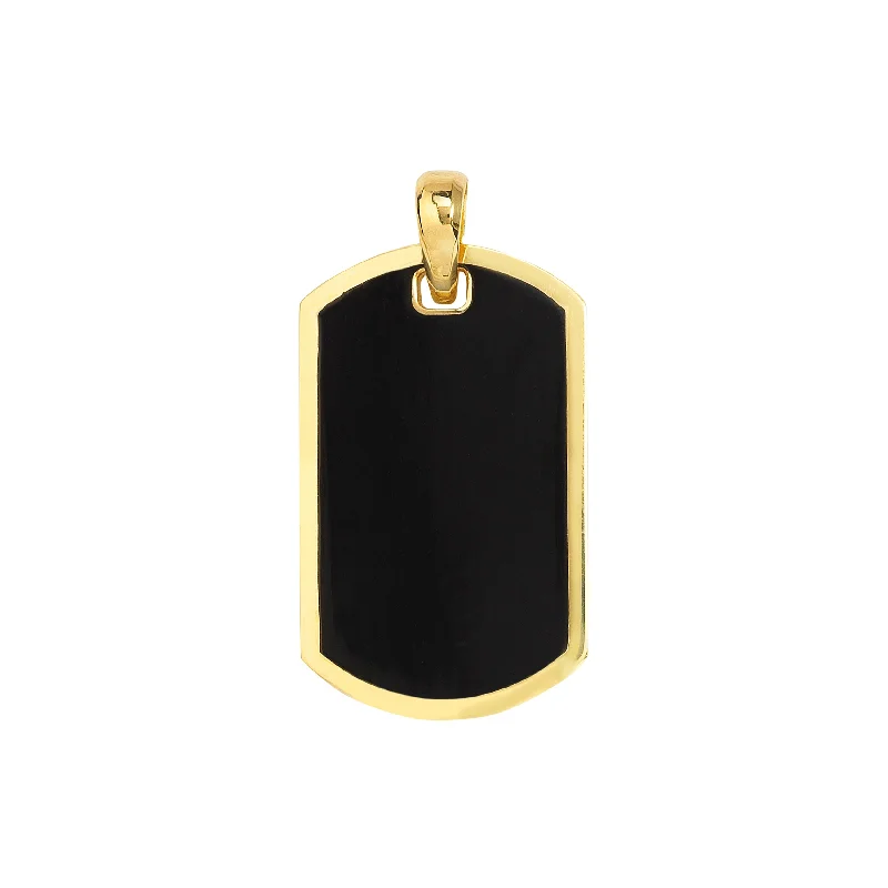 Eco-Friendly Sustainable Jewelry For Conscious Buyers Fancy Black Enamel Dog Tag with Border Pendant