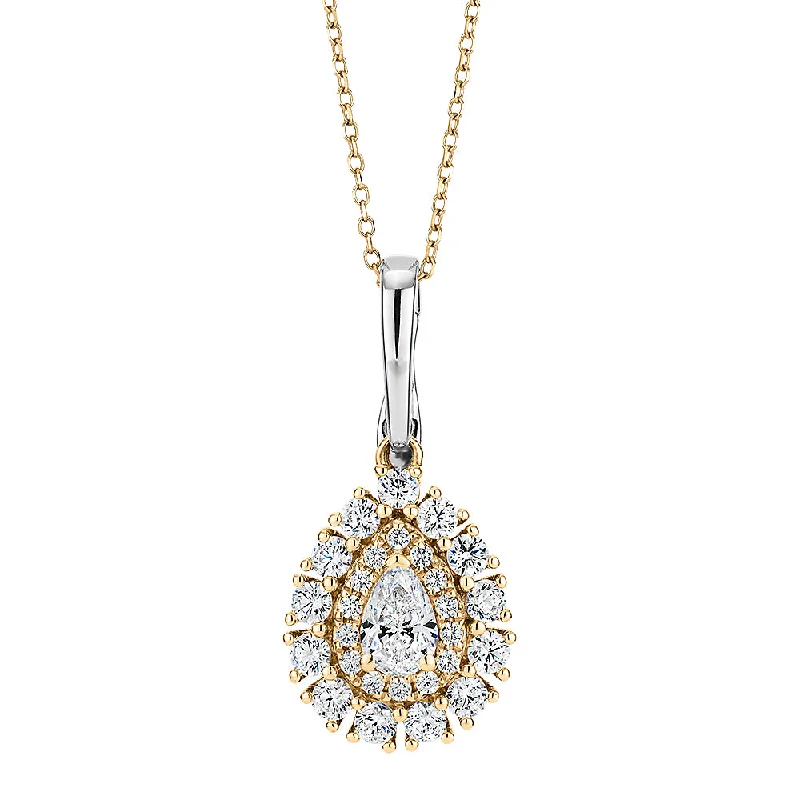 Fancy pendant with 0.91 carats* of diamond simulants in 10 carat yellow gold and sterling silver