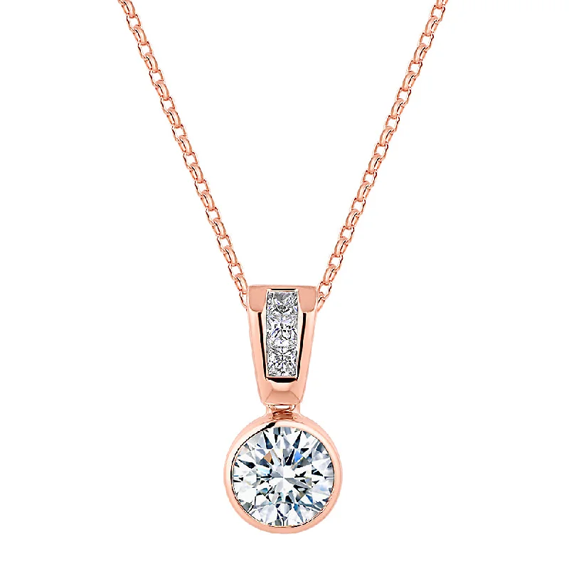 Fancy pendant with 1.21 carats* of diamond simulants in 10 carat rose gold