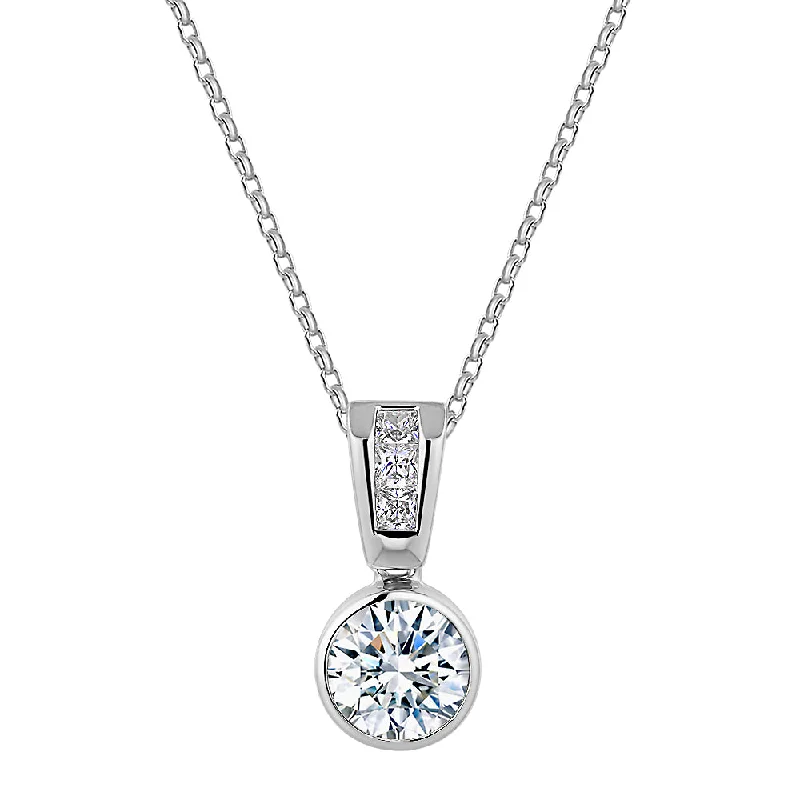 Fancy pendant with 1.21 carats* of diamond simulants in 10 carat white gold