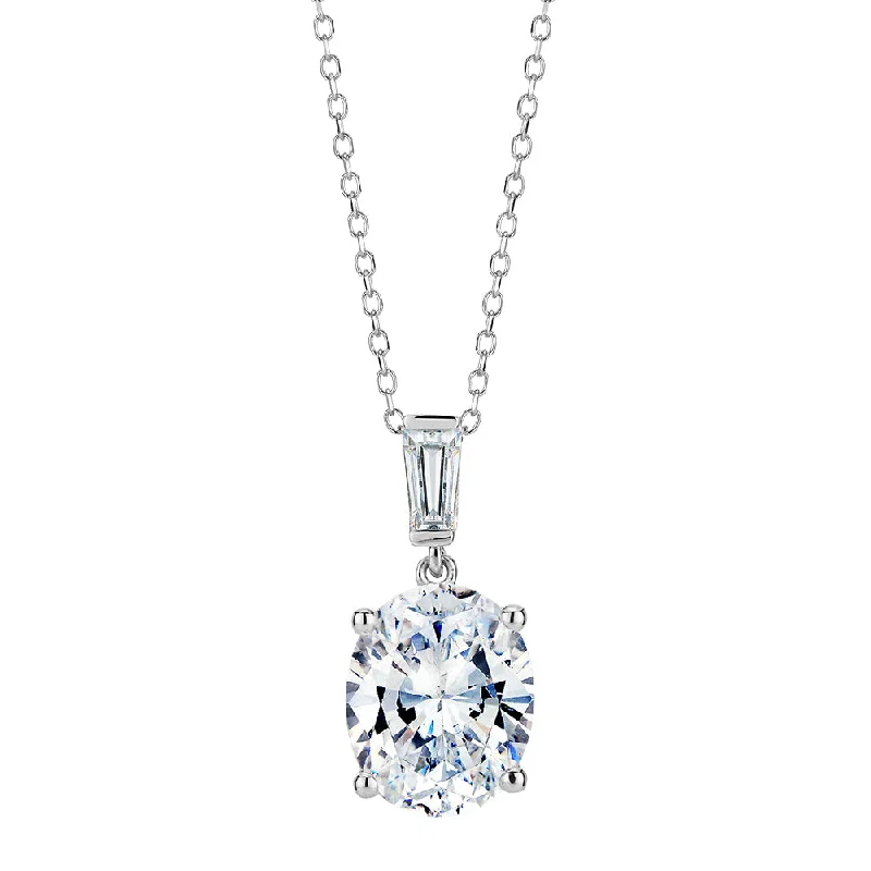 Fancy pendant with 2.69 carats* of diamond simulants in 10 carat white gold