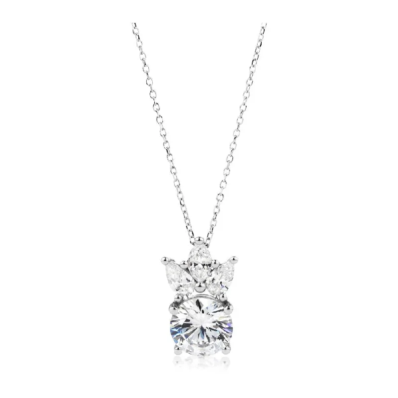 Fancy pendant with 2.74 carats* of diamond simulants in 10 carat white gold