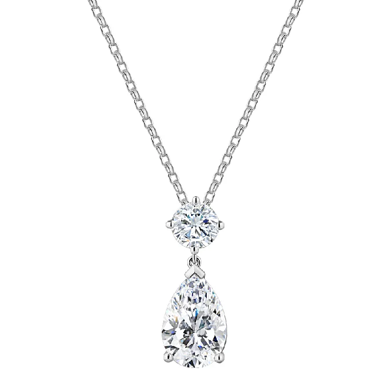 Fancy pendant with 3.84 carats* of diamond simulants in 10 carat white gold