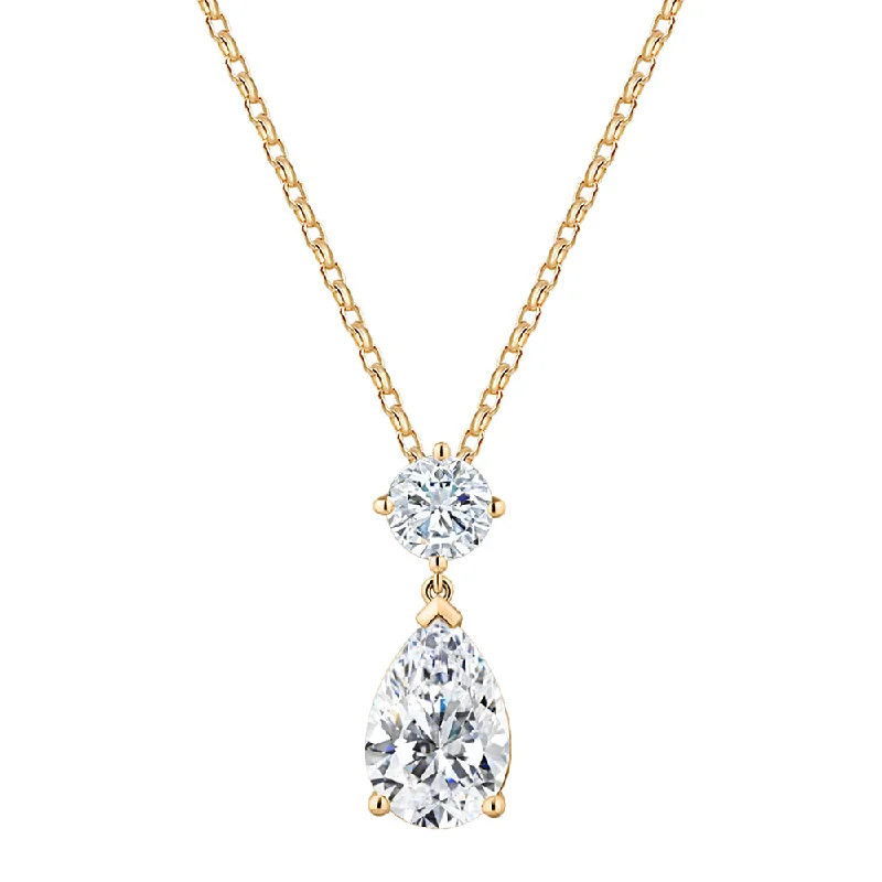 Fancy pendant with 3.84 carats* of diamond simulants in 10 carat yellow gold