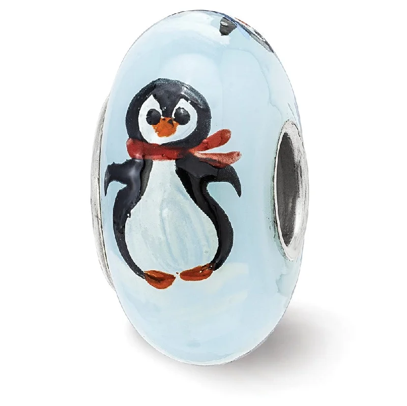 Exclusive Jewelry Sale – Limited-Time Discounts Fenton Sterling Silver Hand Painted Penguin Frolic Glass Bead Charm