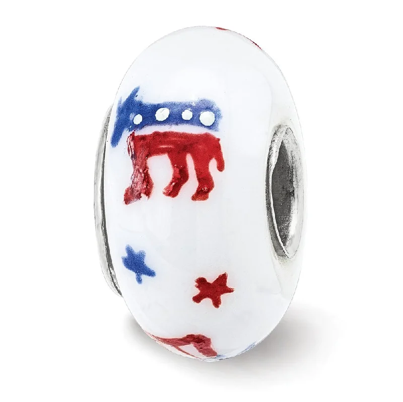 Exclusive Online Discounts On Stylish Jewelry Fenton Sterling Silver Patriotic Democrat Glass Bead Charm