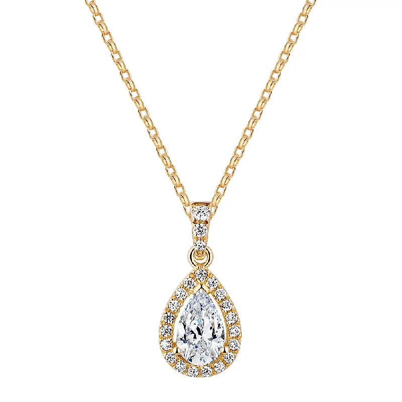 Halo pendant with 0.98 carats* of diamond simulants in 10 carat yellow gold