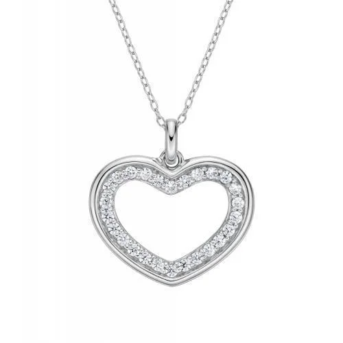 Bestselling Jewelry At Special Promotional Rates Heart pendant with 0.45 carats* of diamond simulants in 10 carat white gold