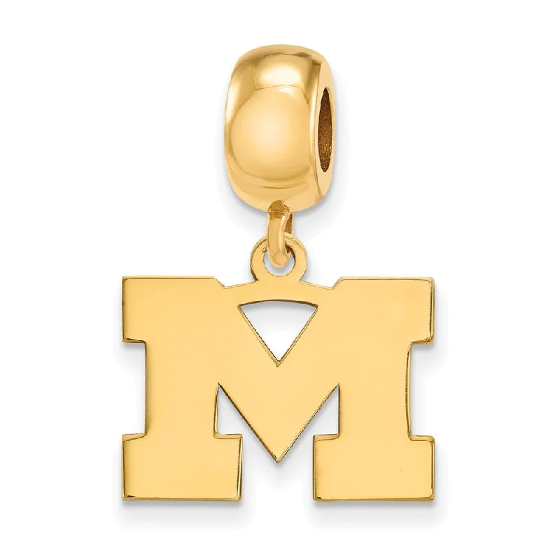 14k Gold Plated Silver Univ. of Michigan Small Dangle Bead Charm