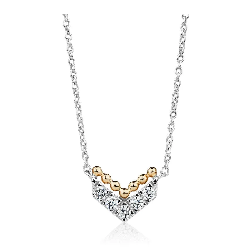 Necklace in 10 carat yellow gold and sterling silver