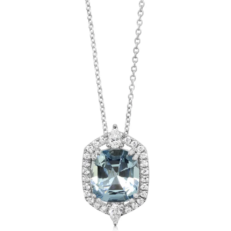 Limited-Time Jewelry Discounts – Shine Without The Splurge Platinum Aquamarine/Diamond Pendant