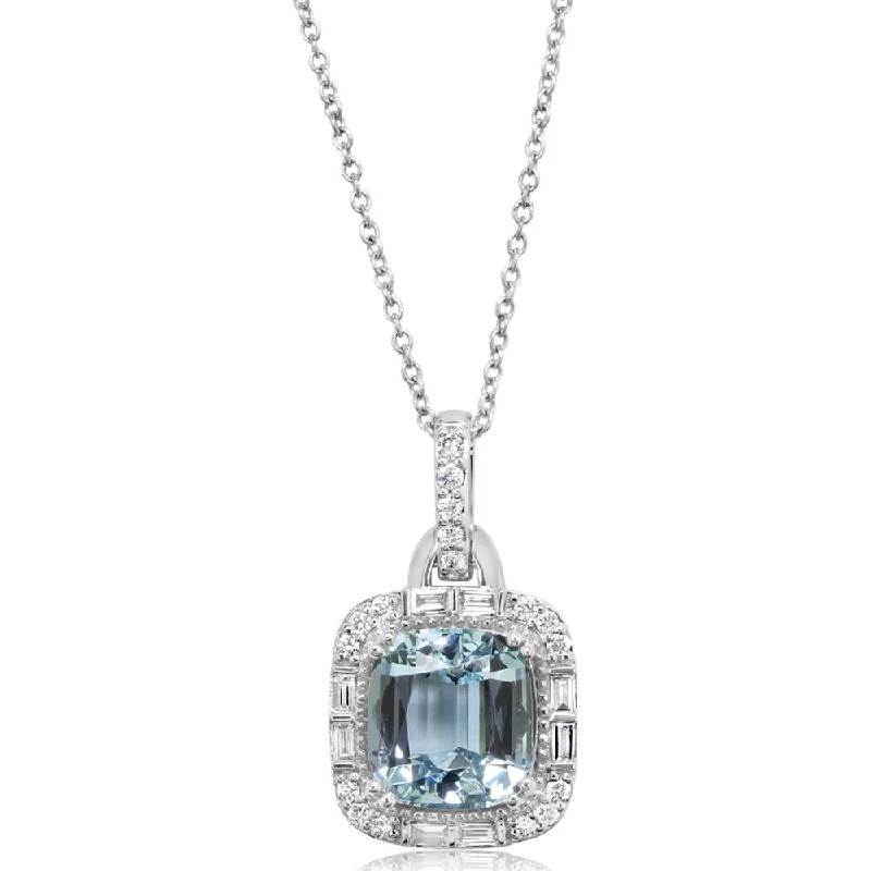 Platinum Aquamarine/Diamond Pendant