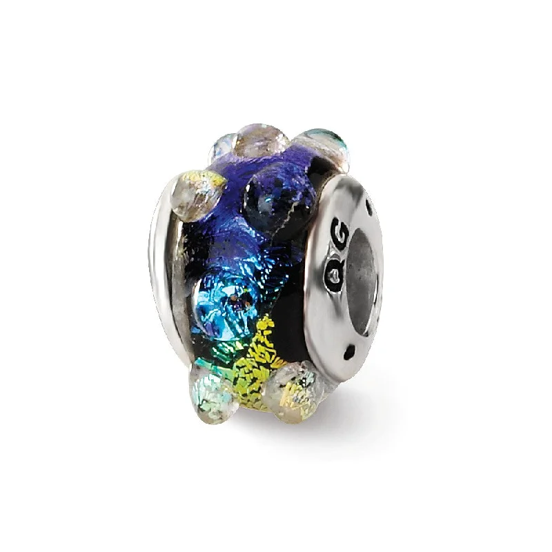 Rainbow Dotted Dichroic Glass Sterling Silver Bead Charm