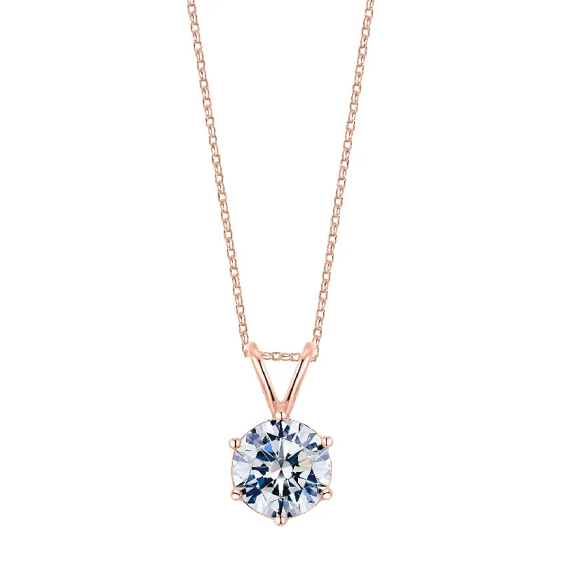 Round Brilliant solitaire pendant with 1 carat* diamond simulant in 10 carat rose gold