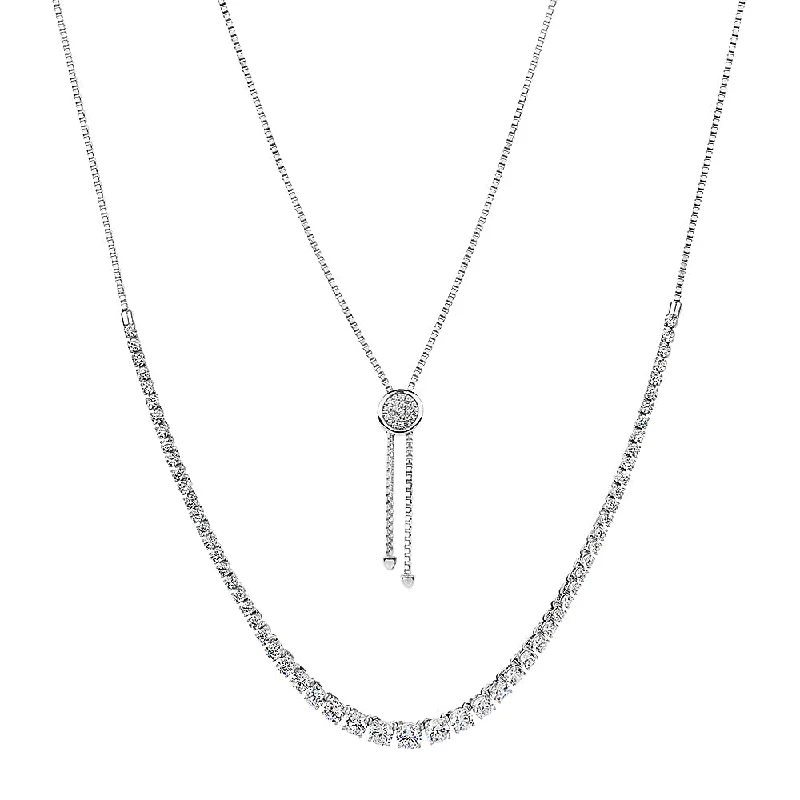 Slider necklace with 7.28 carats* of diamond simulants in sterling silver