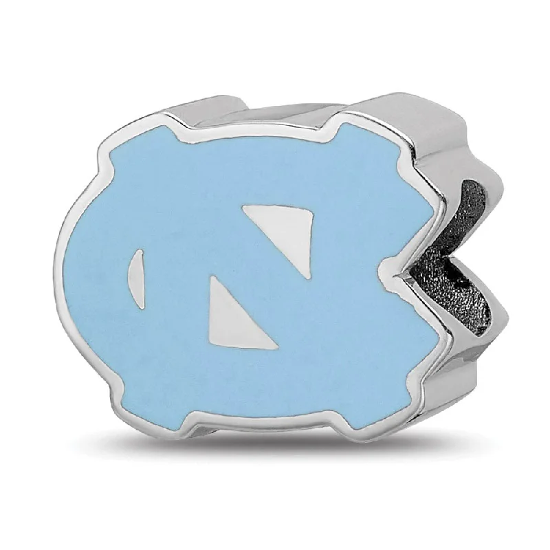 Sterling Silver Rhodium Plated U. of N. Carolina Enamel Bead Charm