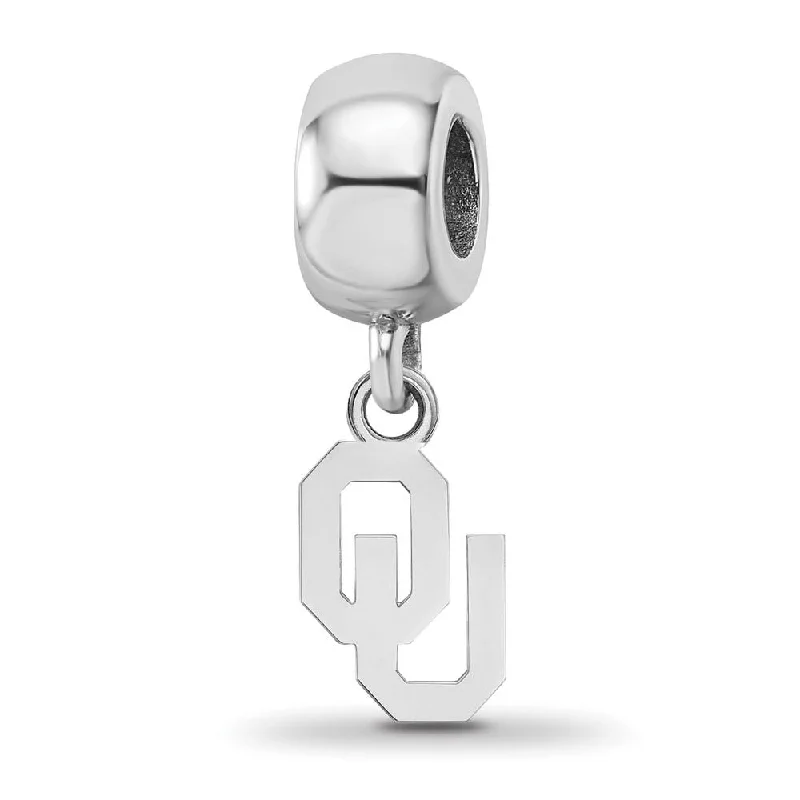 Sterling Silver Rhodium Plated U. of Oklahoma XS Dangle Bead Charm