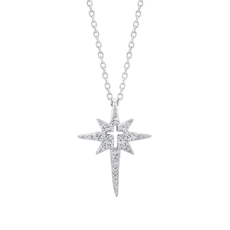 Bestselling Jewelry At Special Promotional Rates Sterling Silver Starburst Cross Diamond Pendant Necklace