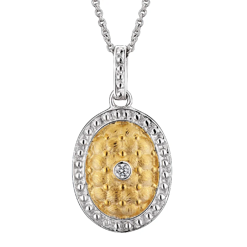 Corinne Zirconia Gold-Plated Oval Pendant