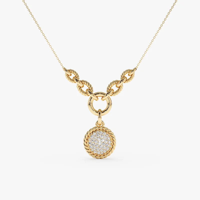 Twisted Frame Pave Diamond Pendant Necklace, Romy