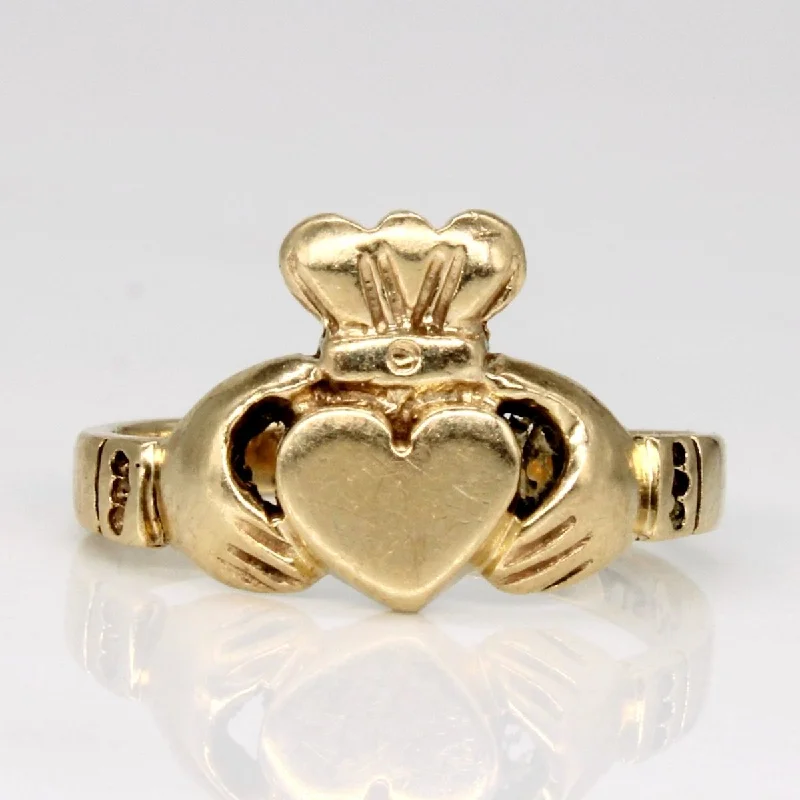 High-Quality Gemstone Jewelry For Special Occasions 10k Yellow Gold Claddagh Ring | SZ 5.25 |