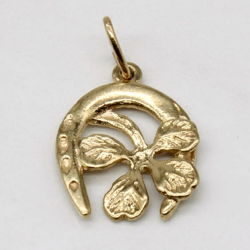 Flash Sale On Stunning Jewelry – Don't Miss Out 10k Yellow Gold Four Leaf Clover & Horseshoe Pendant