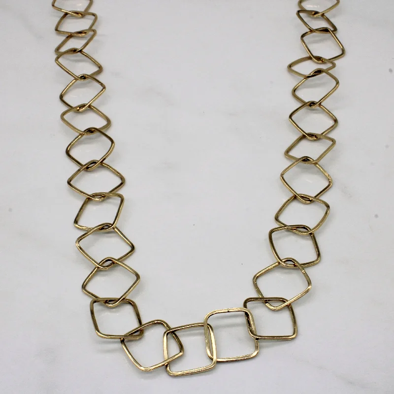 10k Yellow Gold Soft Square Link Necklace | 28" |