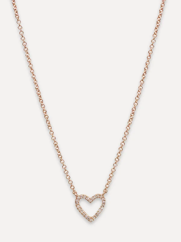 14K Diamond Open Heart Necklace