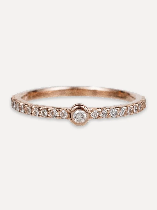 14K Petite Round Stacking Band - Diamond