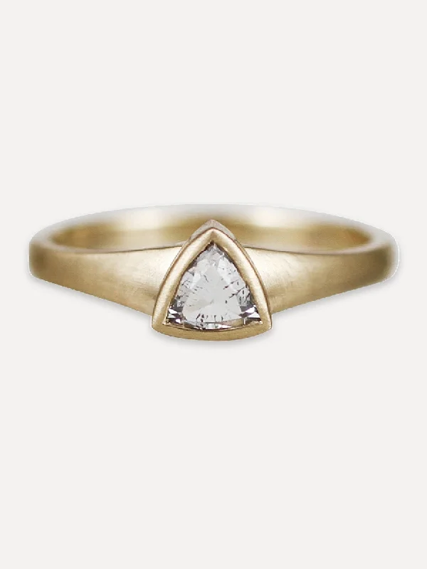 14K Rose Cut Trillium Signet Ring - Diamond