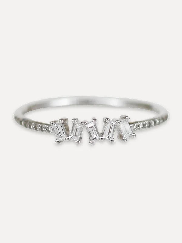 14K Stacked Baguette Ring - Diamond