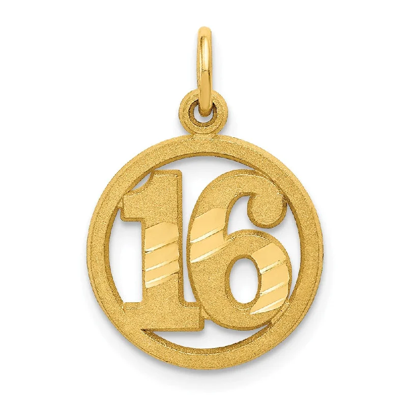 14k Yellow Gold 16 Inside Circle Charm or Pendant, 14mm