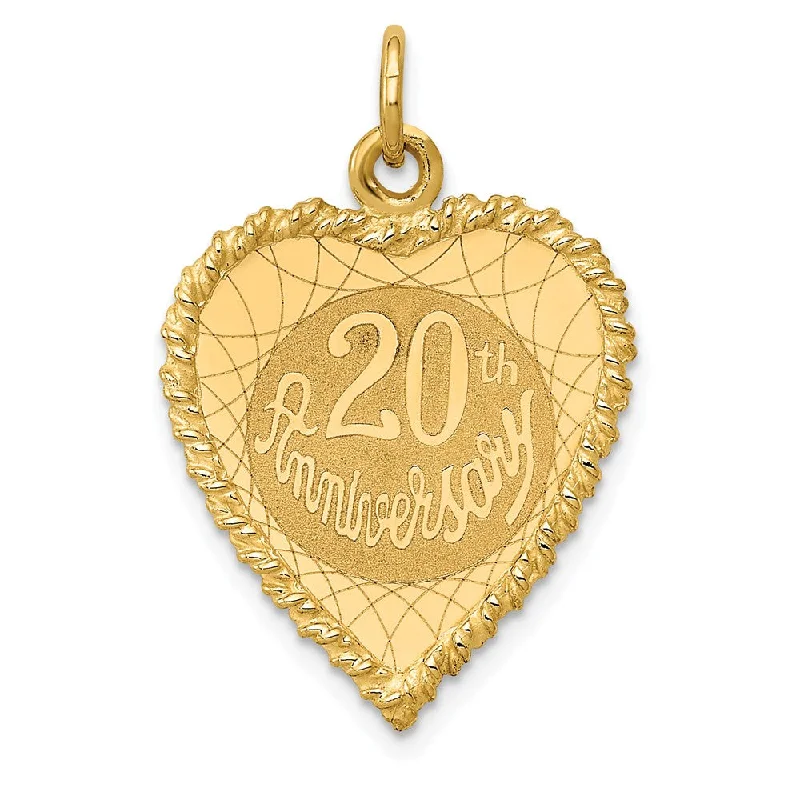 Affordable Glamour – Must-Have Jewelry At Special Rates 14k Yellow Gold 20th Anniversary Rope Heart Charm or Pendant, 18mm