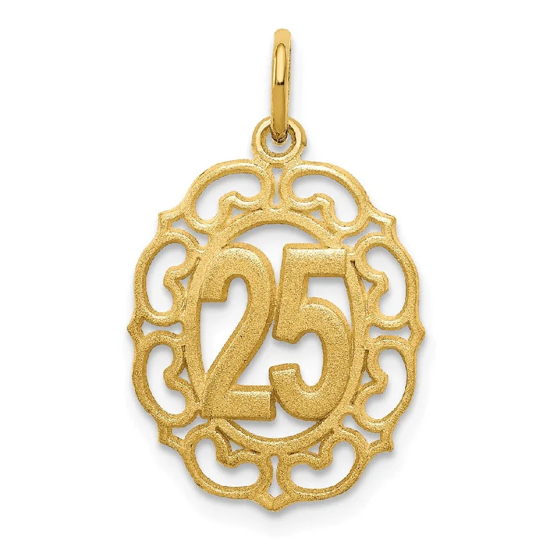 14k Yellow Gold 25 Oval Charm or Pendant, 14mm