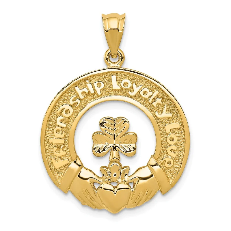 Stunning Jewelry At A Fraction Of The Price 14k Yellow Gold Friendship, Loyalty, Love Claddagh Pendant, 22mm