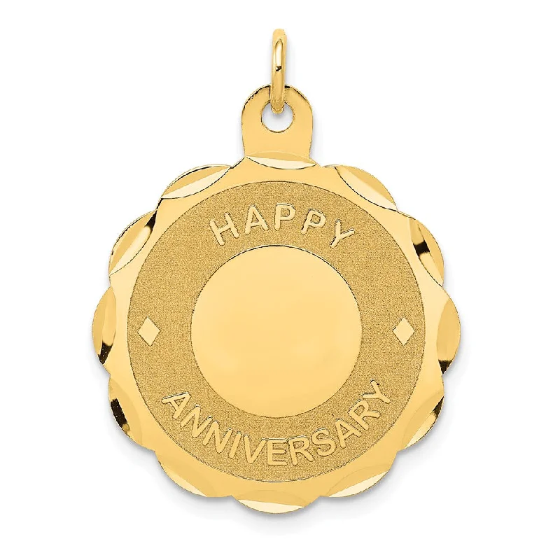 Elegant Jewelry, Exclusive Prices – Shop Now 14k Yellow Gold Happy Anniversary Circle Charm or Pendant, 22mm