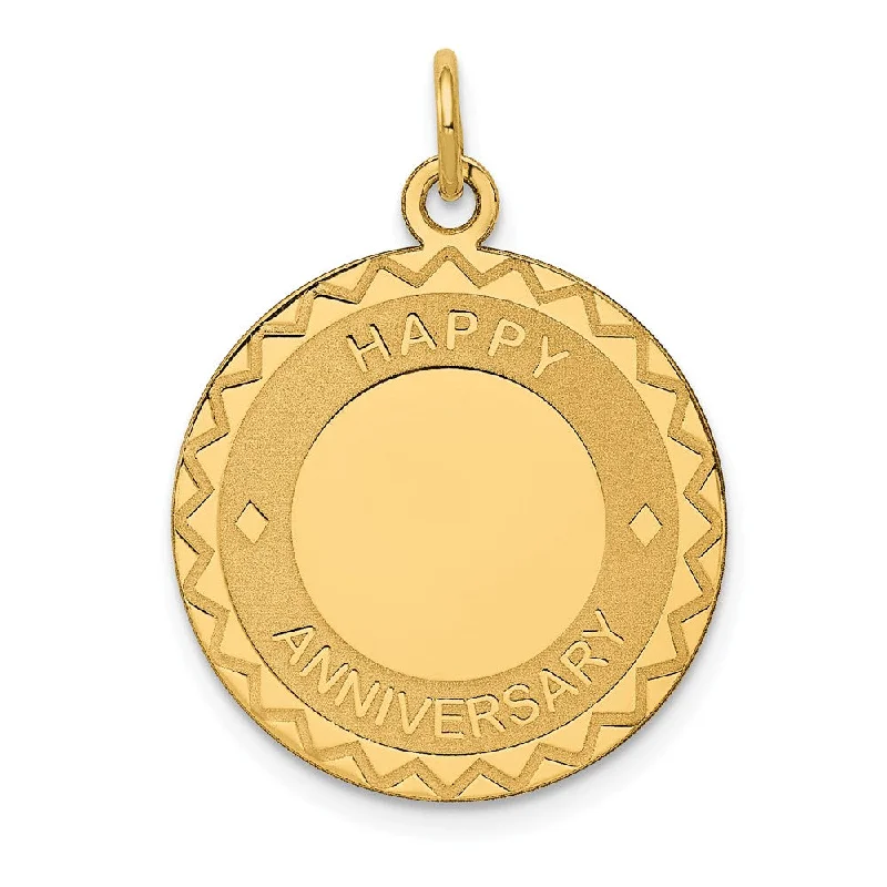 Shop Stylish Jewelry Now And Save Big 14k Yellow Gold Happy Anniversary Disc Charm or Pendant, 19mm