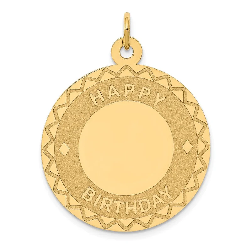 14k Yellow Gold Happy Birthday Pendant, 26mm