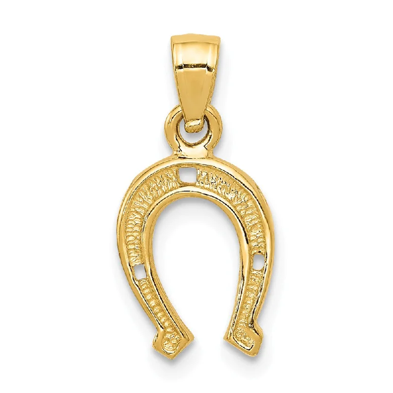 14k Yellow Gold Horse Shoe Pendant, 9mm