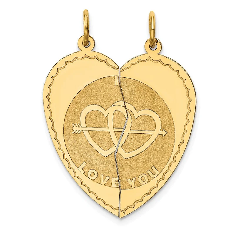 Bestselling Jewelry At Special Promotional Rates 14k Yellow Gold I Love You Set of 2 Charm or Pendants, 24mm