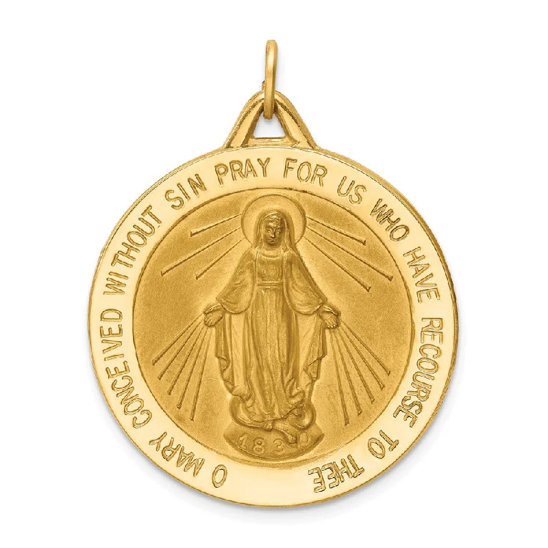 14k Yellow Gold Large Round Miraculous Medal Pendant