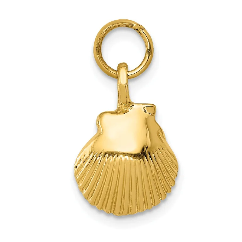 14k Yellow Gold Open Back Seashell Charm or Pendant, 10mm (3/8 Inch)