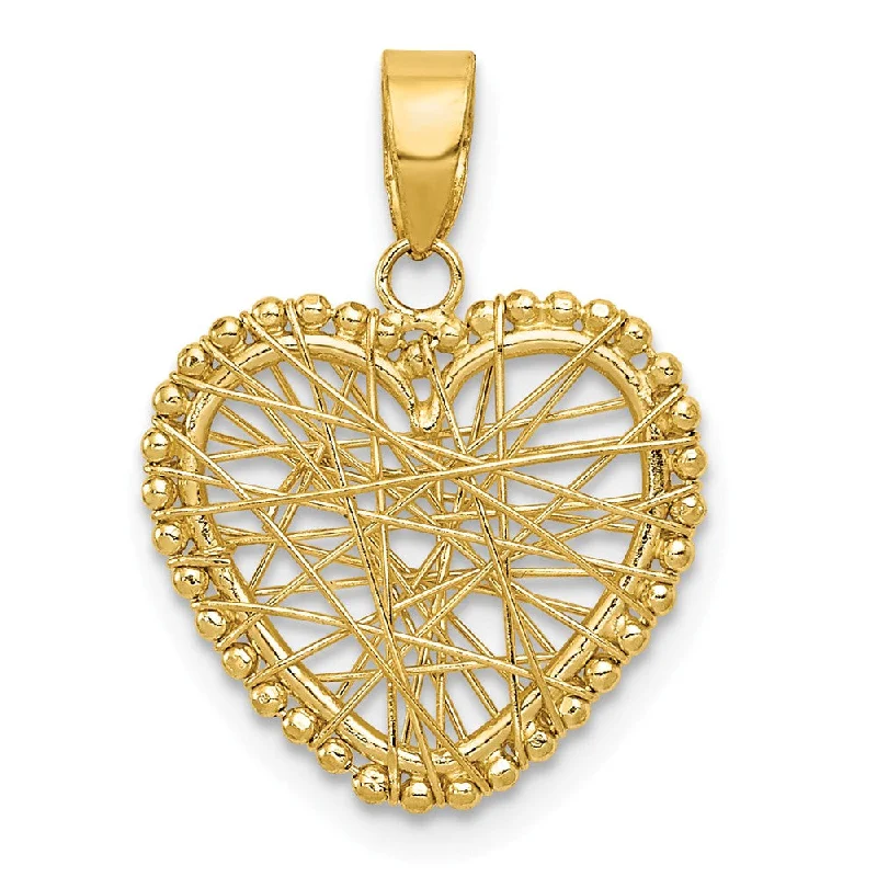 Shop Dazzling Jewelry At The Best Prices 14k Yellow Gold Open Wire Heart Pendant, 15mm