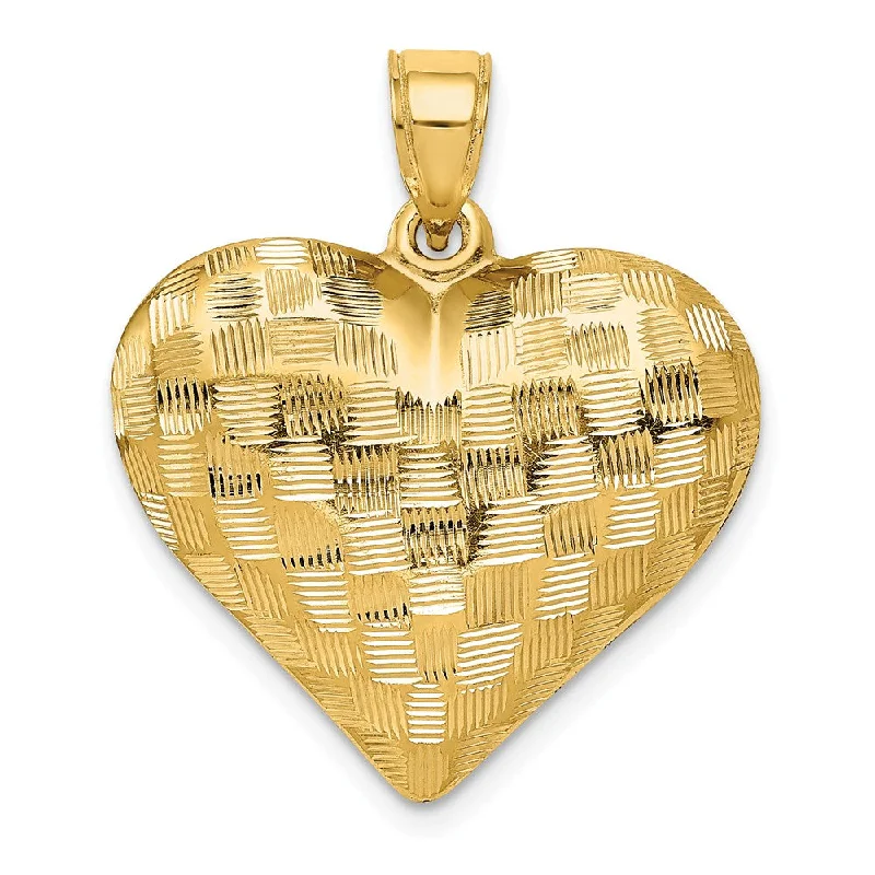 Discounted Jewelry For A Glamorous Look 14k Yellow Gold Textured Puff Heart Pendant, 22mm